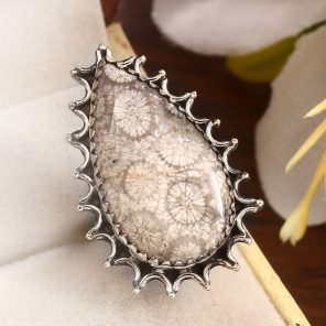 Fossil Coral Size US 5 925 Sterling Silver Ring (REXT43-147)