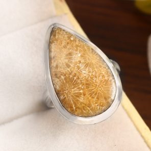 Fossil Coral Size US 7 925 Sterling Silver Ring (REXT43-93)