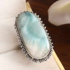 Larimar Size US 6 925 Sterling Silver Ring (REXT38-16)