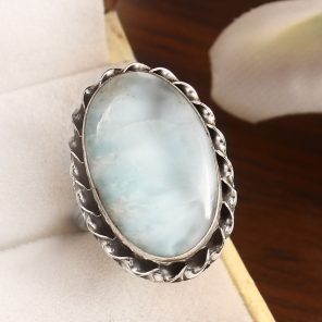 Larimar Size US 7 925 Sterling Silver Ring (REXT38-19)