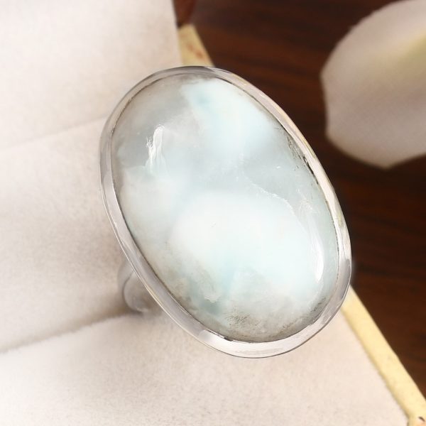 Larimar Size US 12 925 Sterling Silver Ring (REXT38-54)