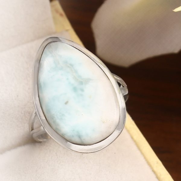 Larimar Size US 10 925 Sterling Silver Ring (REXT38-52)