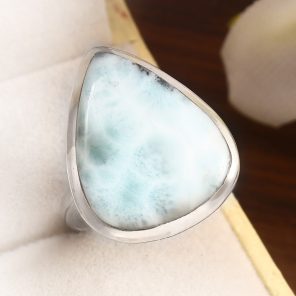 Larimar Size US 9 925 Sterling Silver Ring (REXT38-51)