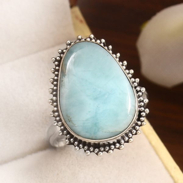 Larimar Size US 11 925 Sterling Silver Ring (REXT38-33)