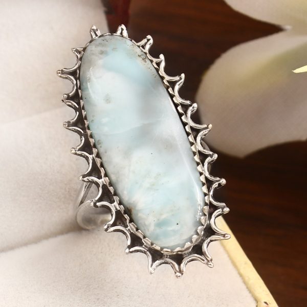 Larimar Size US 12 925 Sterling Silver Ring (REXT38-34)