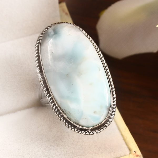 Larimar Size US 8 925 Sterling Silver Ring (REXT38-29)