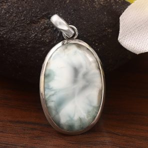 Larimar 1.25" 925 Sterling Silver Pendant (REXT38-59)