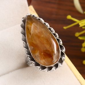Rutilated Quartz Size US 5 925 Sterling Silver Ring (RS22-176)
