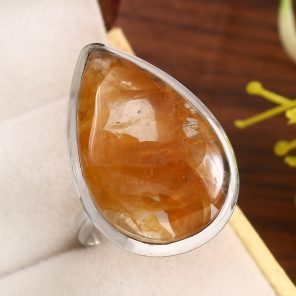 Rutilated Quartz Size US 11 925 Sterling Silver Ring (RS22-179)