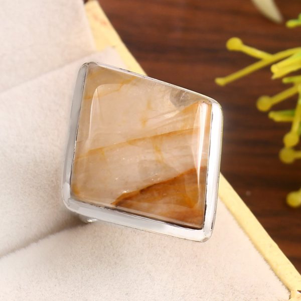Rutilated Quartz Size US 7 925 Sterling Silver Ring (RS22-180)