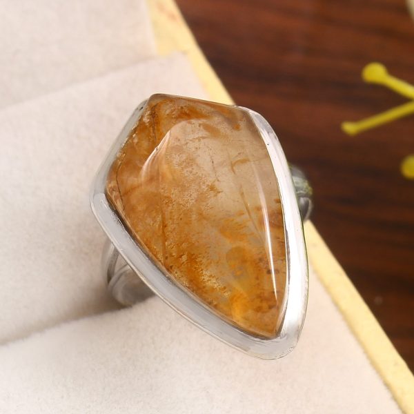 Rutilated Quartz Size US 7 925 Sterling Silver Ring (RS22-181)