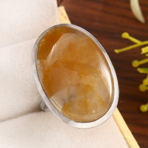 Rutilated Quartz Size US 9 925 Sterling Silver Ring (RS22-187)