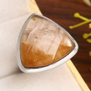 Rutilated Quartz Size US 8 925 Sterling Silver Ring (RS22-183)