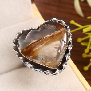 Rutilated Quartz Size US 9 925 Sterling Silver Ring (RS22-175)