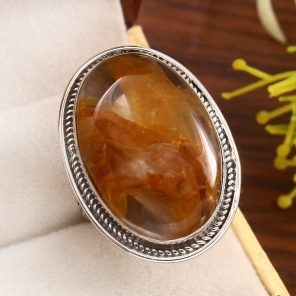 Rutilated Quartz Size US 11 925 Sterling Silver Ring (RS22-164)
