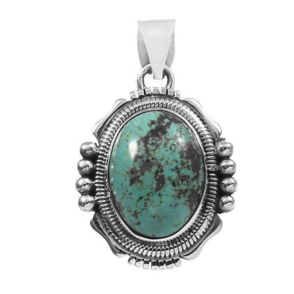 Kingman Turquoise 1.25" 925 Sterling Silver Pendant (RS53-60)