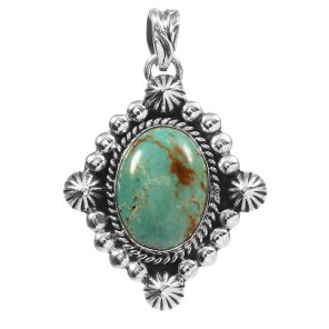 Kingman Turquoise 1.25" 925 Sterling Silver Pendant (REXT48-25)