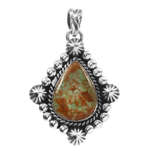Kingman Turquoise 1.25" 925 Sterling Silver Pendant (REXT48-27)