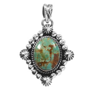 Kingman Turquoise 1.25" 925 Sterling Silver Pendant (REXT48-28)