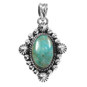 Kingman Turquoise 1.25" 925 Sterling Silver Pendant (REXT48-30)