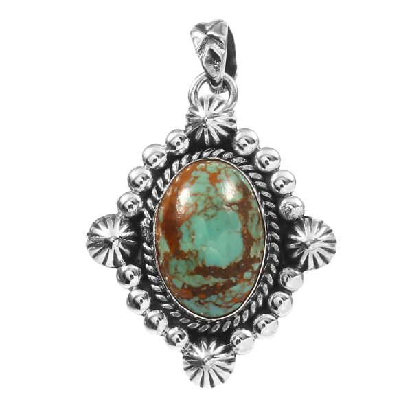 Kingman Turquoise 1.25" 925 Sterling Silver Pendant (REXT48-32)
