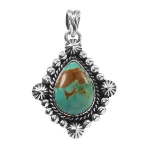 Kingman Turquoise 1.25" 925 Sterling Silver Pendant (REXT48-34)