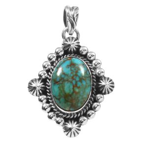 Kingman Turquoise 1.25" 925 Sterling Silver Pendant (REXT48-36)