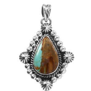 Kingman Turquoise 1.25" 925 Sterling Silver Pendant (REXT48-40)
