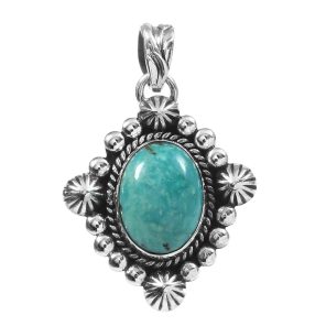 Kingman Turquoise 1.25" 925 Sterling Silver Pendant (REXT48-42)
