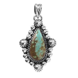 Kingman Turquoise 1.25" 925 Sterling Silver Pendant (REXT48-44)