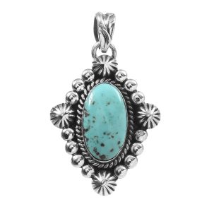 Kingman Turquoise 1.25" 925 Sterling Silver Pendant (REXT48-45)