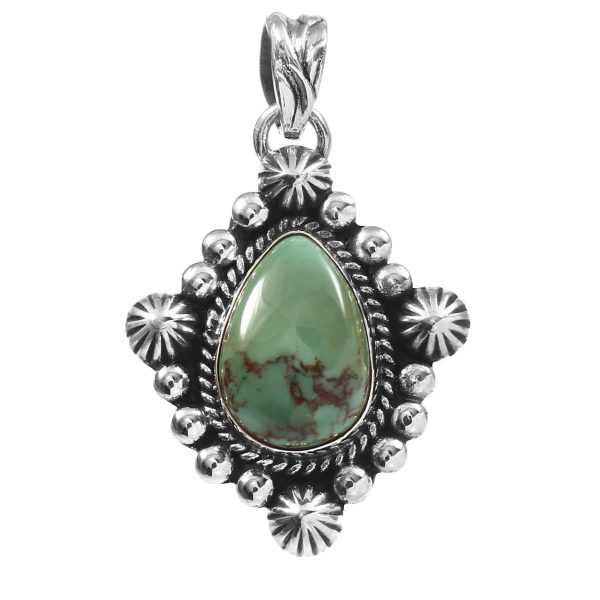 Kingman Turquoise 1.25" 925 Sterling Silver Pendant (REXT48-47)