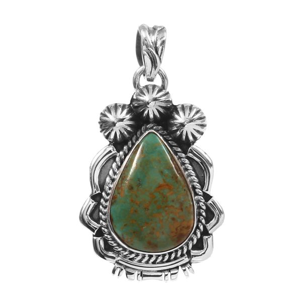 Kingman Turquoise 1.5" 925 Sterling Silver Pendant (RS53-104)