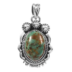 Kingman Turquoise 1.5" 925 Sterling Silver Pendant (RS53-113)