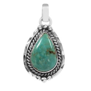 Kingman Turquoise 1.25" 925 Sterling Silver Pendant (RS53-118)