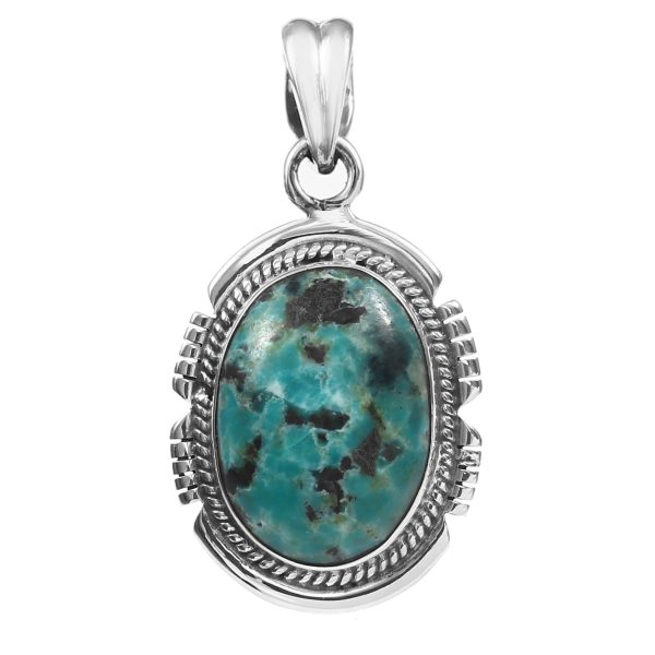 Kingman Turquoise 1.25" 925 Sterling Silver Pendant (RS53-78)