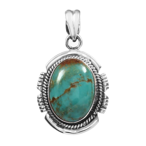 Kingman Turquoise 1.25" 925 Sterling Silver Pendant (RS53-87)