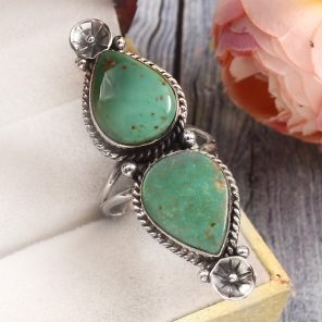 Kingman Turquoise Size US 10 925 Sterling Silver Ring (RS41-324)