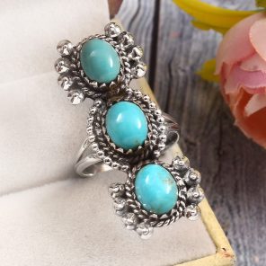 Kingman Turquoise Size US 8 925 Sterling Silver Ring (RS16-171)