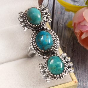 Kingman Turquoise Size US 8 925 Sterling Silver Ring (RS16-177)