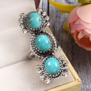Kingman Turquoise Size US 6 925 Sterling Silver Ring (RS16-176)