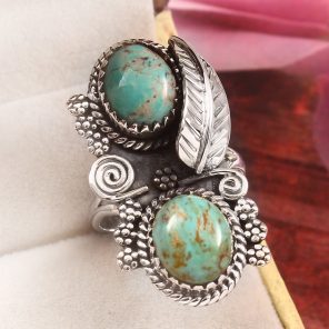 Kingman Turquoise Size US 11 925 Sterling Silver Ring (RS41-347)