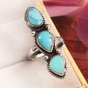 Kingman Turquoise Size US 7 925 Sterling Silver Ring (RS41-365)
