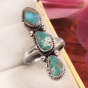 Kingman Turquoise Size US 10 925 Sterling Silver Ring (RS41-358)