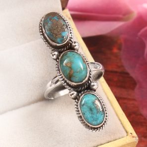 Kingman Turquoise Size US 10 925 Sterling Silver Ring (RS41-360)