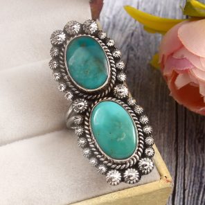 Kingman Turquoise Size US 6 925 Sterling Silver Ring (RS41-370)