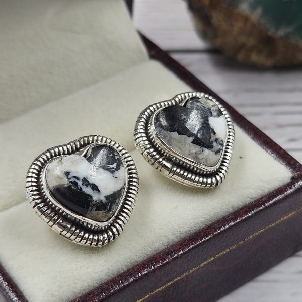 White Buffalo Turquoise 925 Sterling Silver Stud Earring (REXT4-18) - Image 2