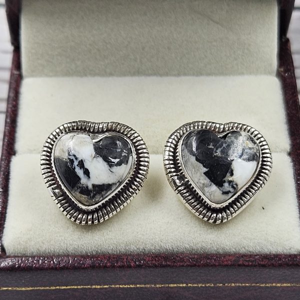 White Buffalo Turquoise 925 Sterling Silver Stud Earring (REXT4-18)