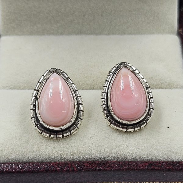 Pink Queen Conch 925 Sterling Silver Stud Earring (REXT4-12)