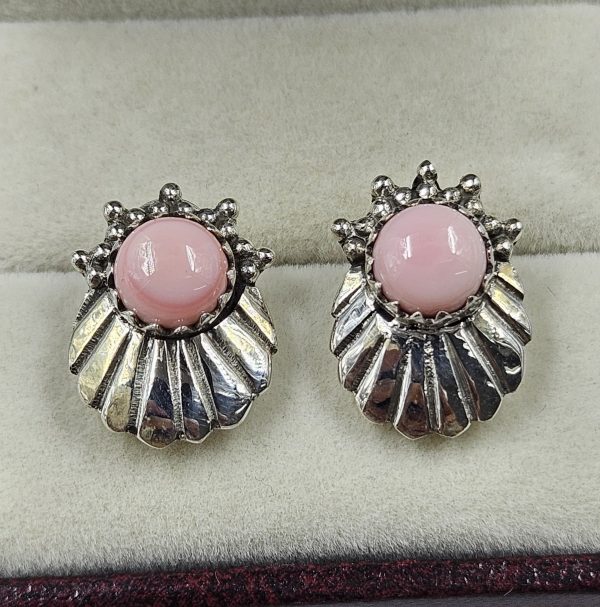 Pink Queen Conch 925 Sterling Silver Stud Earring (REXT4-9)